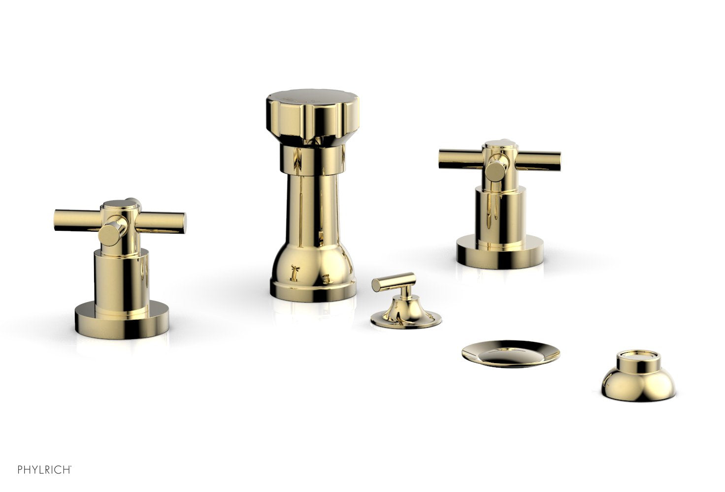 BASIC Four Hole Bidet Set - Tubular Cross Handles D4134