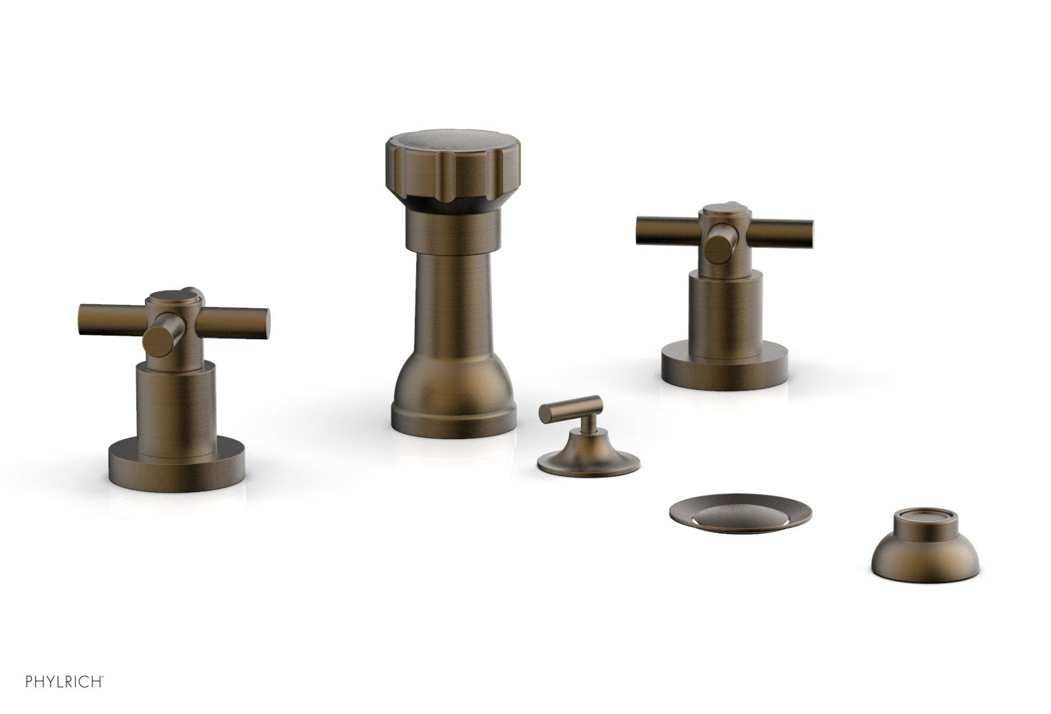 BASIC Four Hole Bidet Set - Tubular Cross Handles D4134