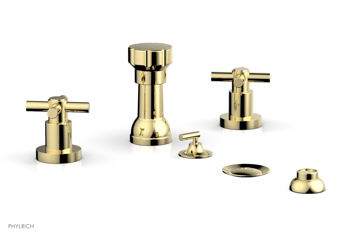 BASIC Four Hole Bidet Set - Tubular Cross Handles D4134