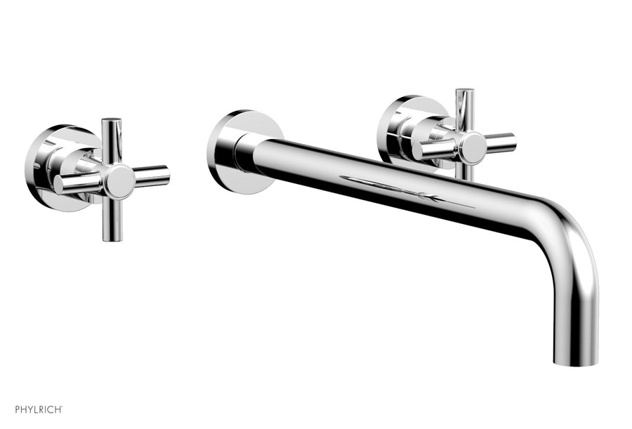 BASIC Wall Lavatory Set 14" Spout - Tubular Cross Handles DWL134-14