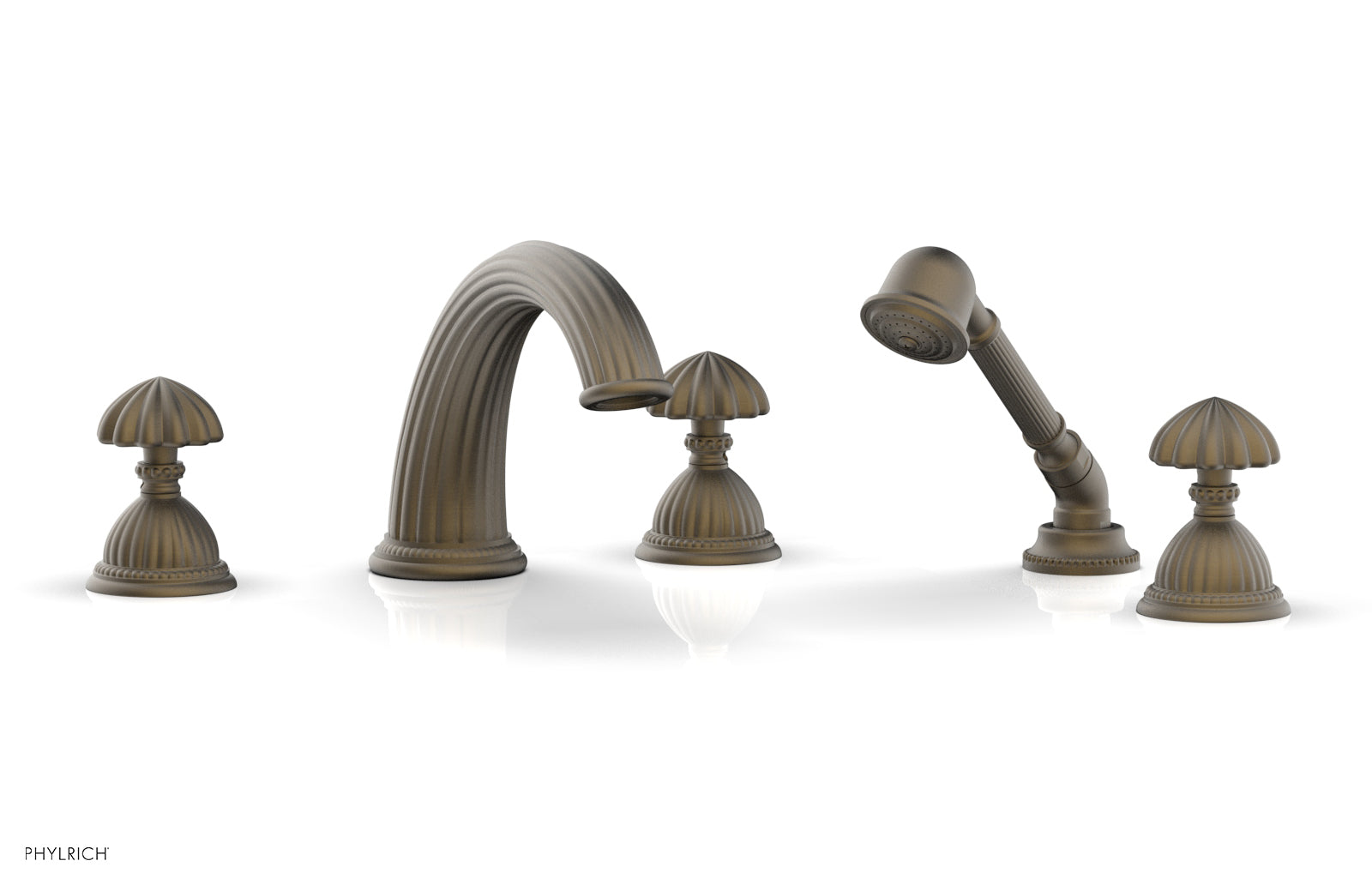 GEORGIAN & BARCELONA Deck Tub Set with Hand Shower - Round Handles K2361P1