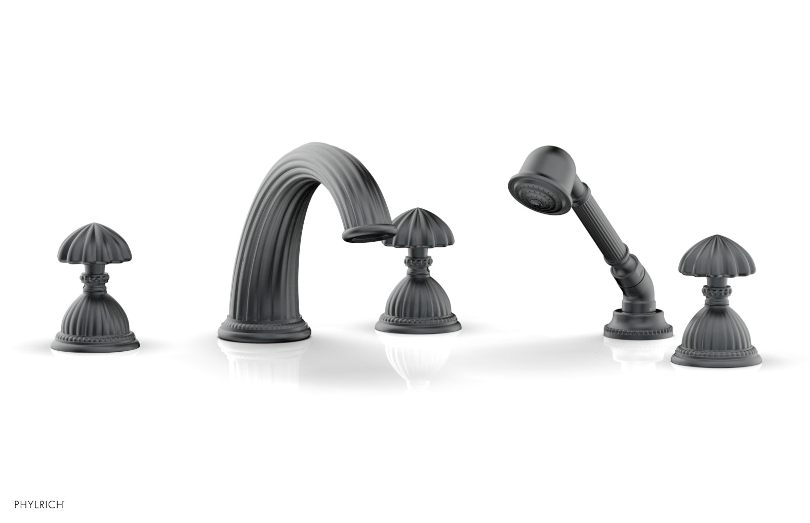 GEORGIAN & BARCELONA Deck Tub Set with Hand Shower - Round Handles K2361P1