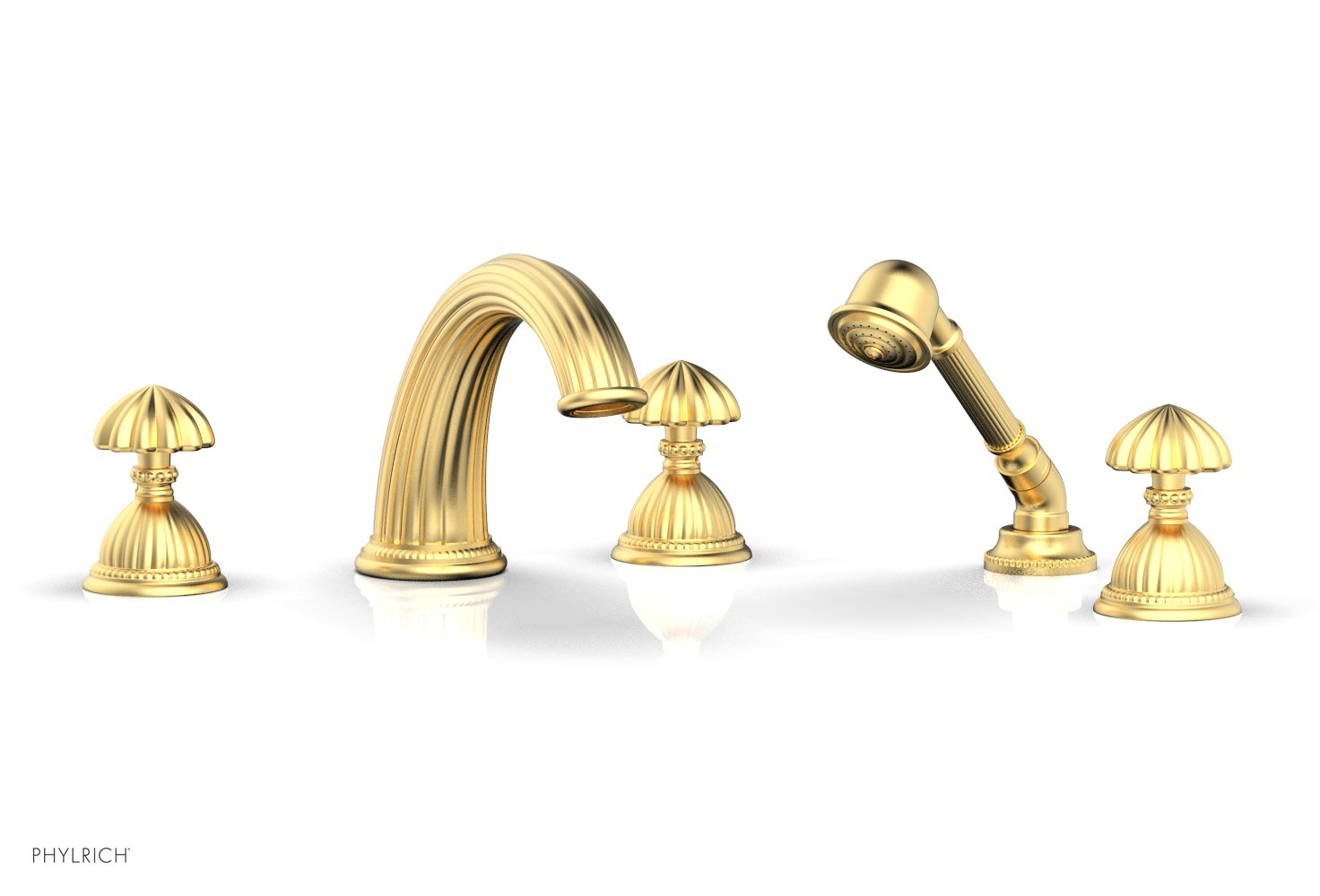 GEORGIAN & BARCELONA Deck Tub Set with Hand Shower - Round Handles K2361P1