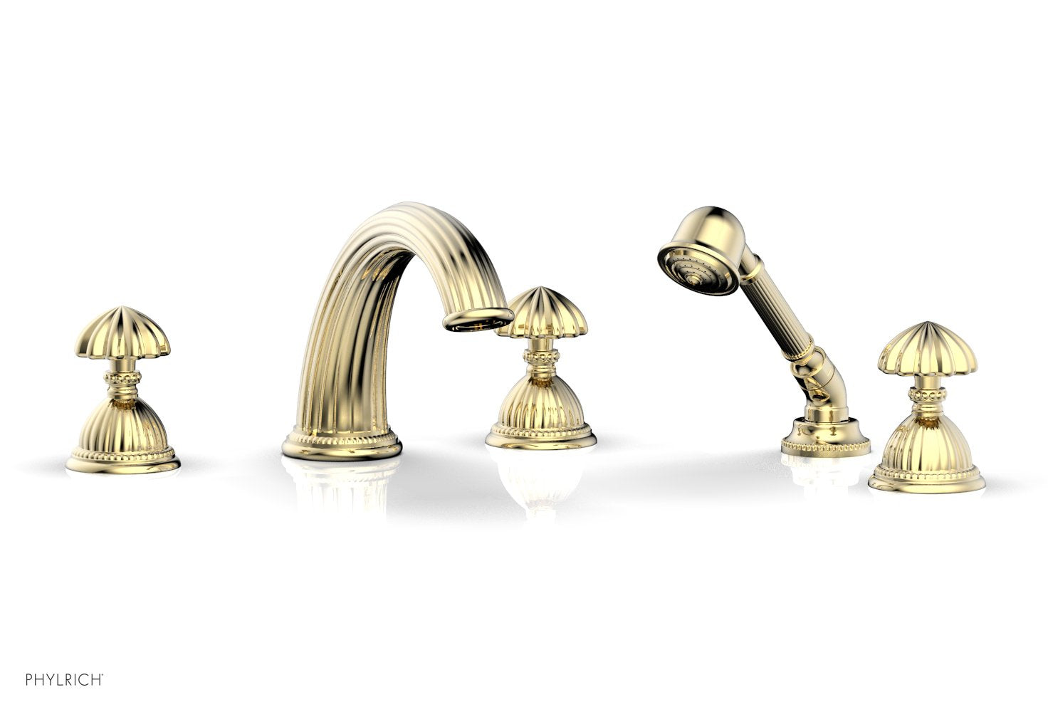 GEORGIAN & BARCELONA Deck Tub Set with Hand Shower - Round Handles K2361P1