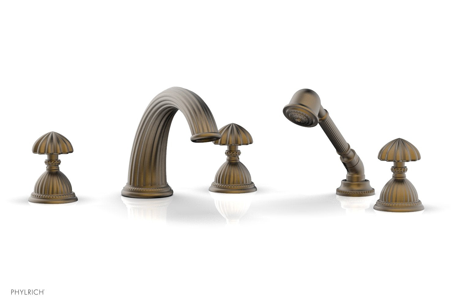 GEORGIAN & BARCELONA Deck Tub Set with Hand Shower - Round Handles K2361P1