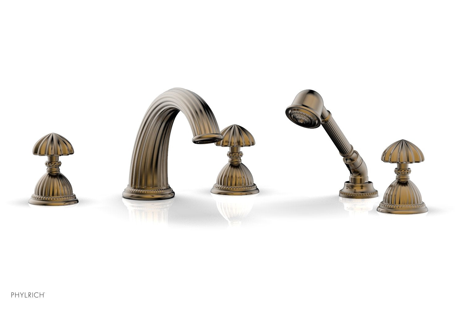 GEORGIAN & BARCELONA Deck Tub Set with Hand Shower - Round Handles K2361P1