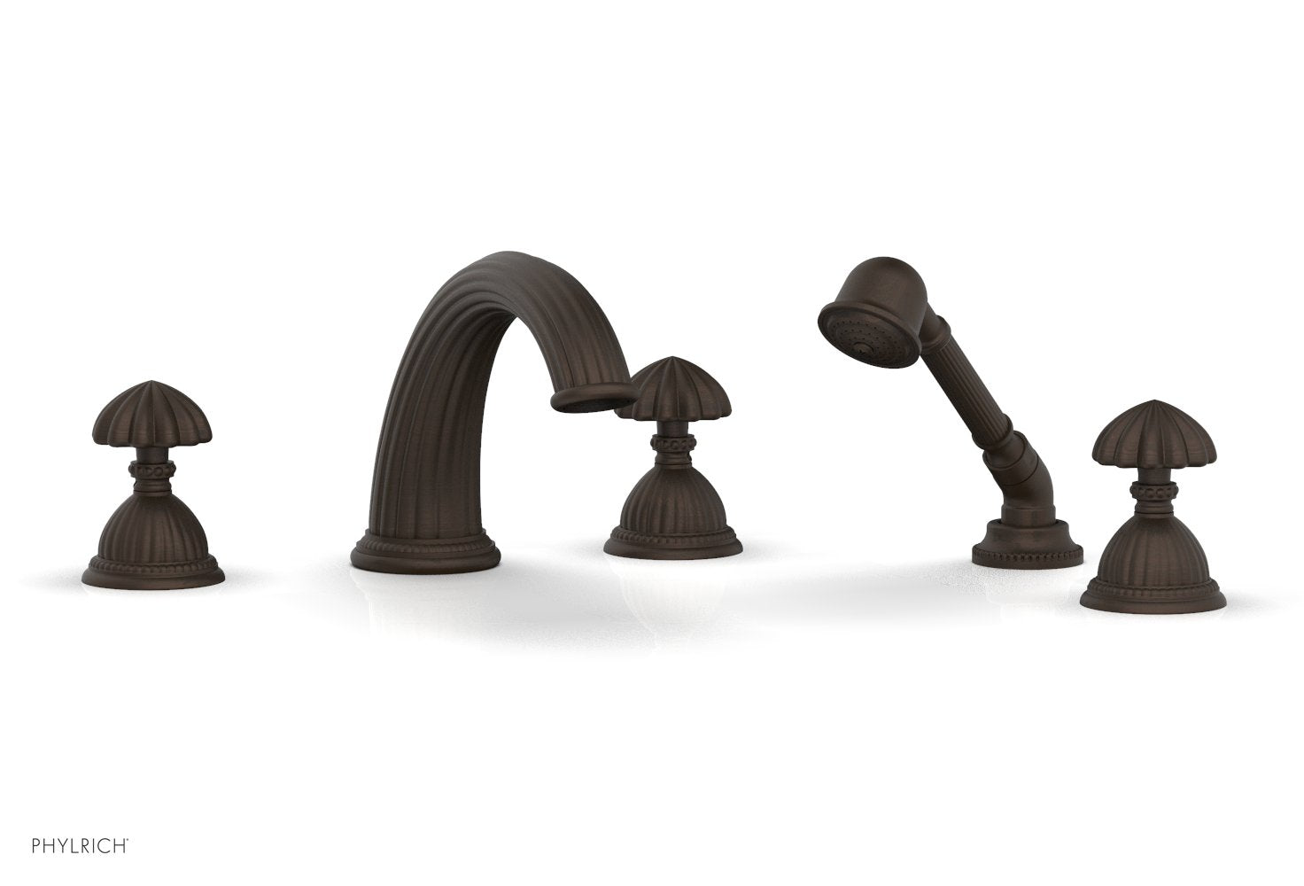 GEORGIAN & BARCELONA Deck Tub Set with Hand Shower - Round Handles K2361P1