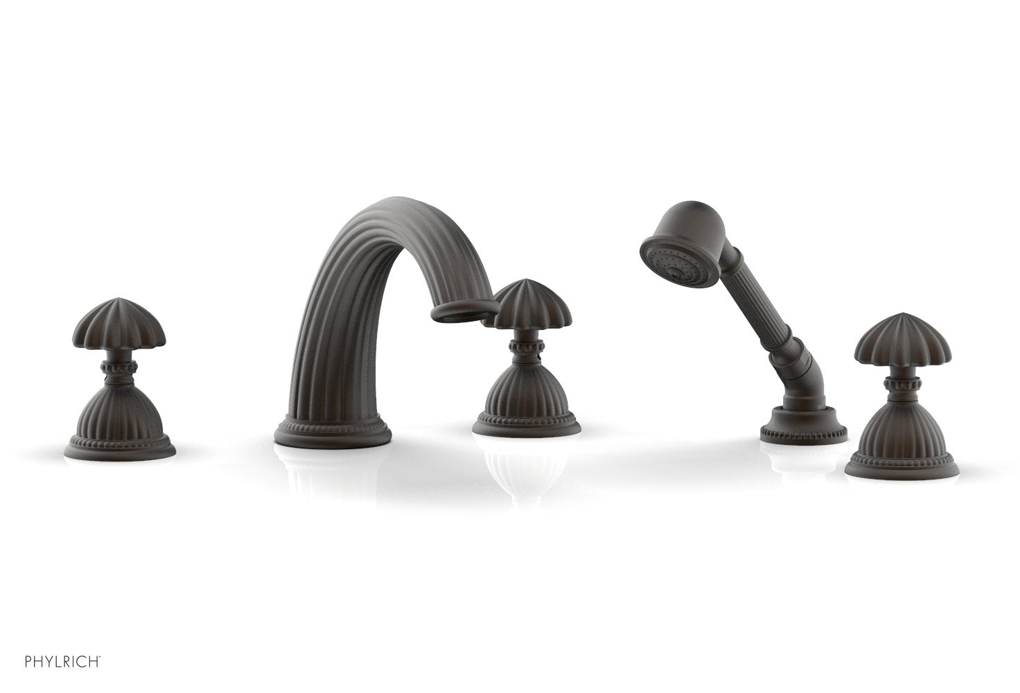 GEORGIAN & BARCELONA Deck Tub Set with Hand Shower - Round Handles K2361P1