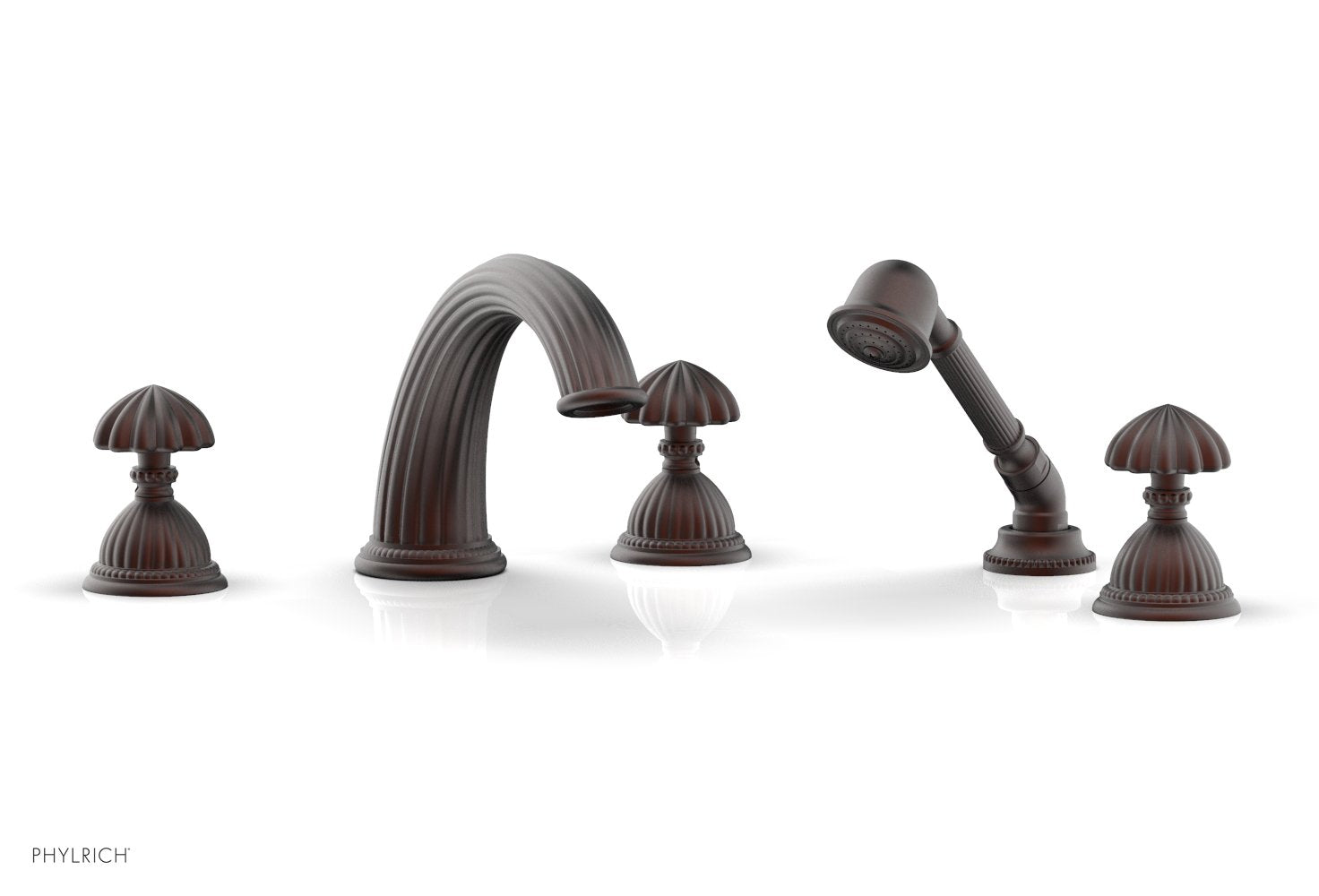 GEORGIAN & BARCELONA Deck Tub Set with Hand Shower - Round Handles K2361P1