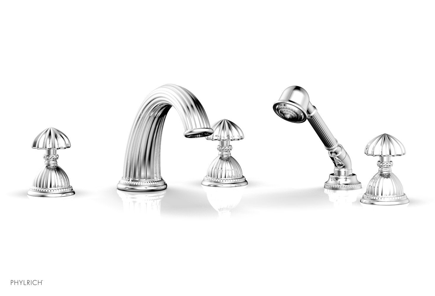 GEORGIAN & BARCELONA Deck Tub Set with Hand Shower - Round Handles K2361P1