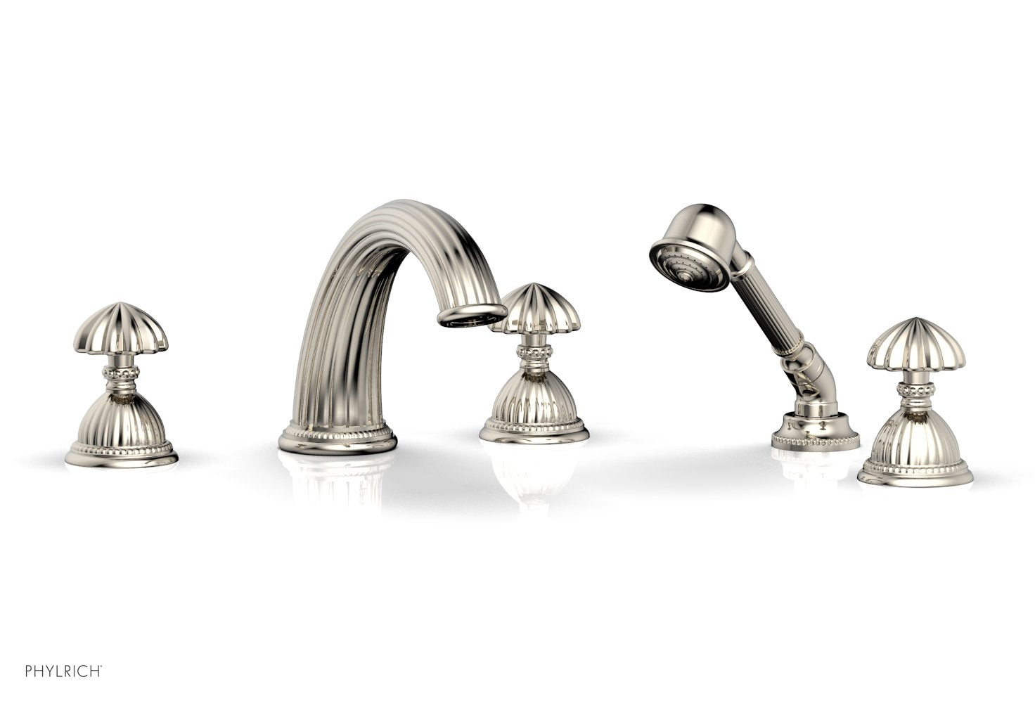 GEORGIAN & BARCELONA Deck Tub Set with Hand Shower - Round Handles K2361P1