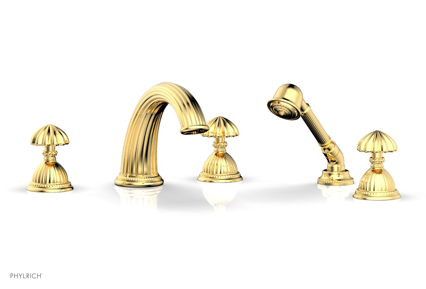 GEORGIAN & BARCELONA Deck Tub Set with Hand Shower - Round Handles K2361P1