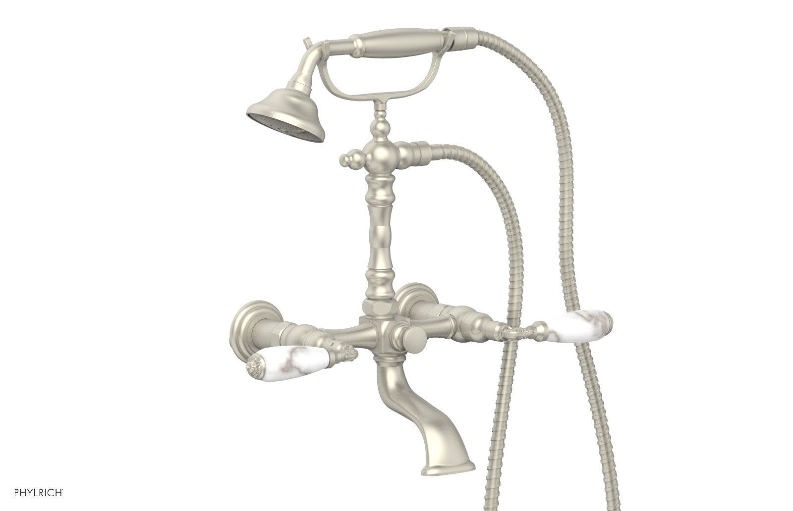 VALENCIA Exposed Tub & Hand Shower - White Marble Lever Handle K2393-39