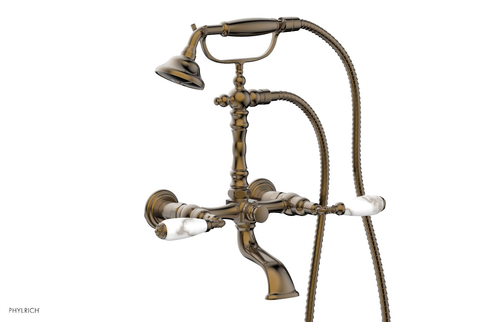 VALENCIA Exposed Tub & Hand Shower - White Marble Lever Handle K2393-39