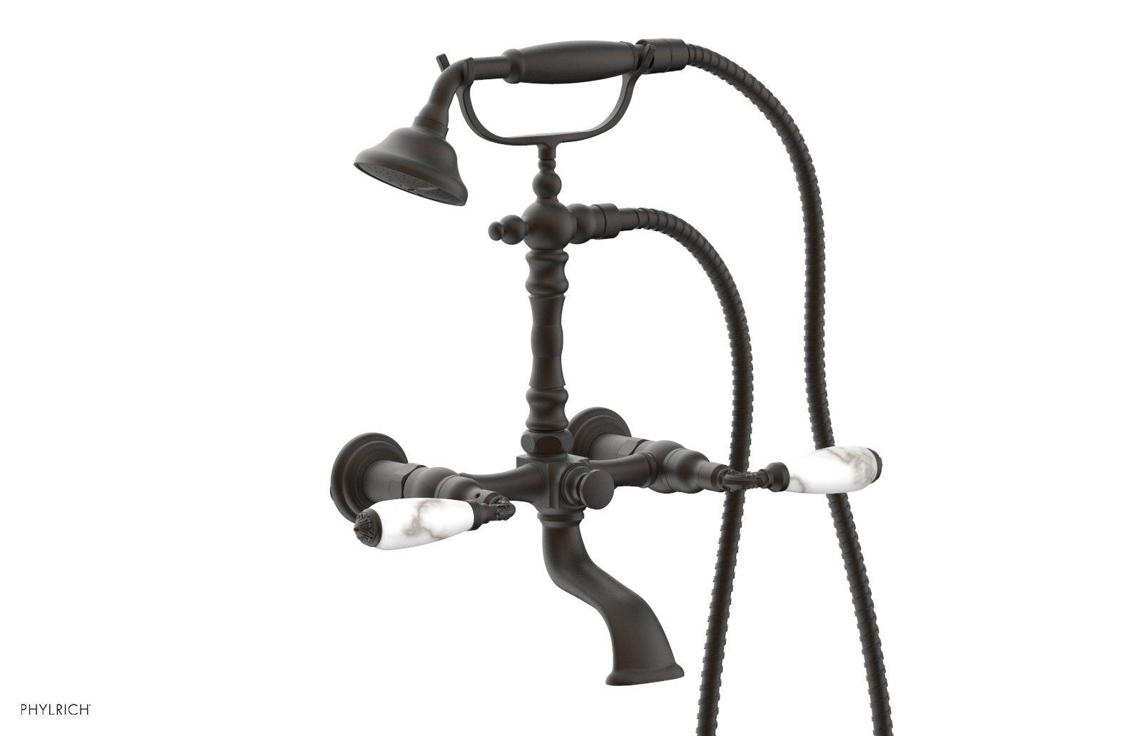 VALENCIA Exposed Tub & Hand Shower - White Marble Lever Handle K2393-39