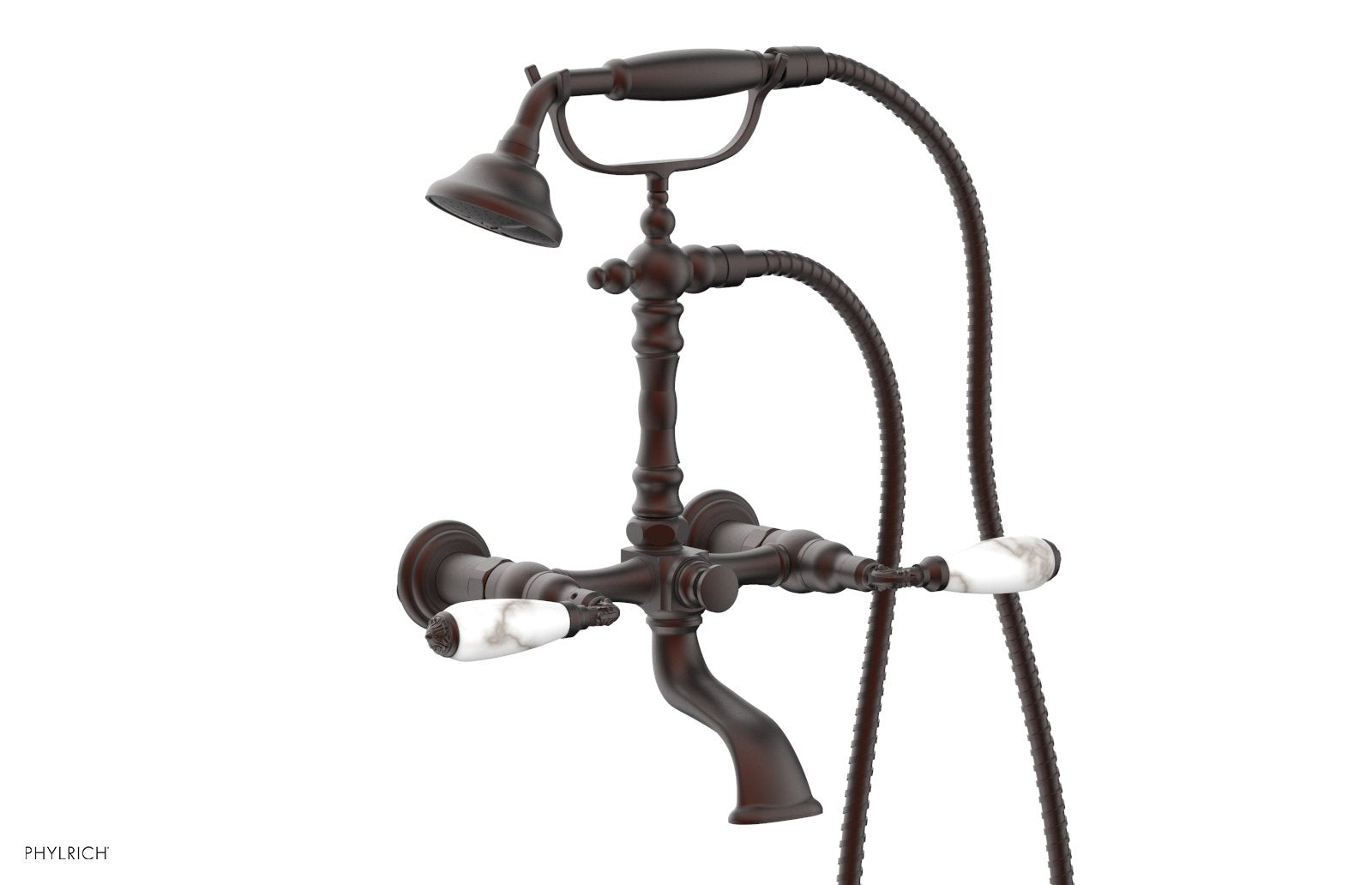 VALENCIA Exposed Tub & Hand Shower - White Marble Lever Handle K2393-39