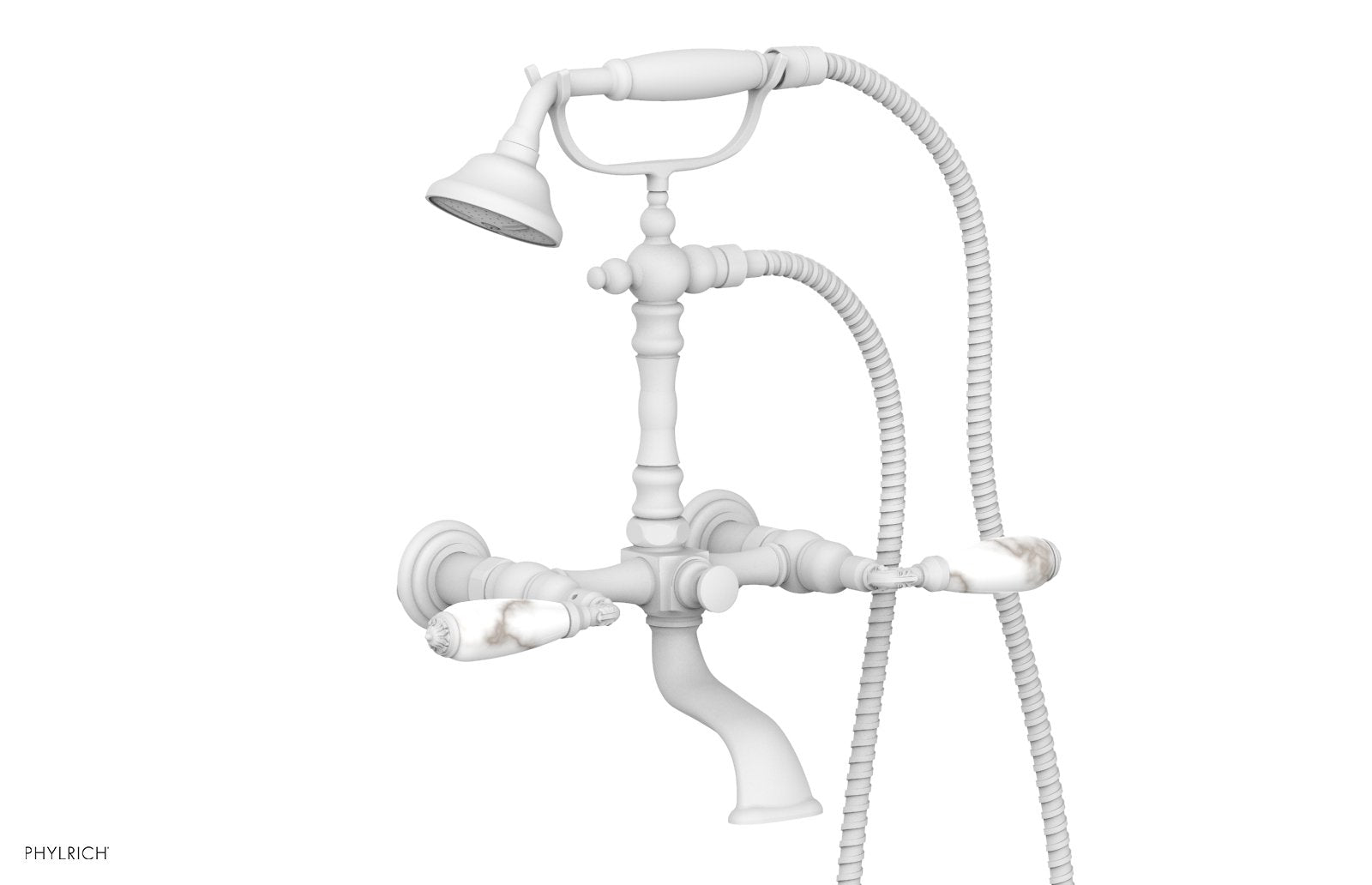 VALENCIA Exposed Tub & Hand Shower - White Marble Lever Handle K2393-39