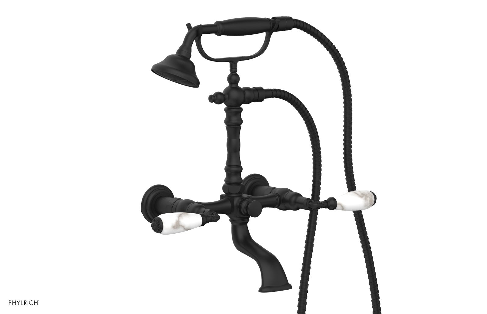 VALENCIA Exposed Tub & Hand Shower - White Marble Lever Handle K2393-39