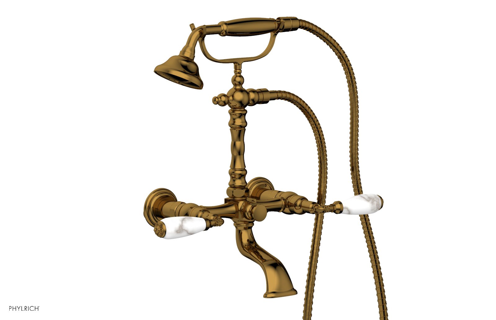 VALENCIA Exposed Tub & Hand Shower - White Marble Lever Handle K2393-39