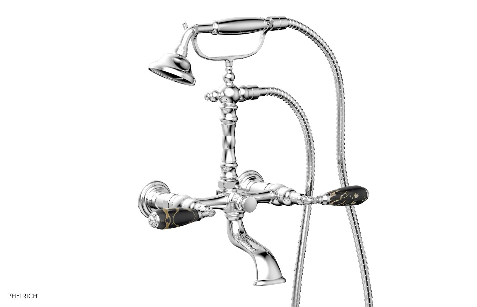 VALENCIA Exposed Tub & Hand Shower - Black Marble Lever Handle K2393-40