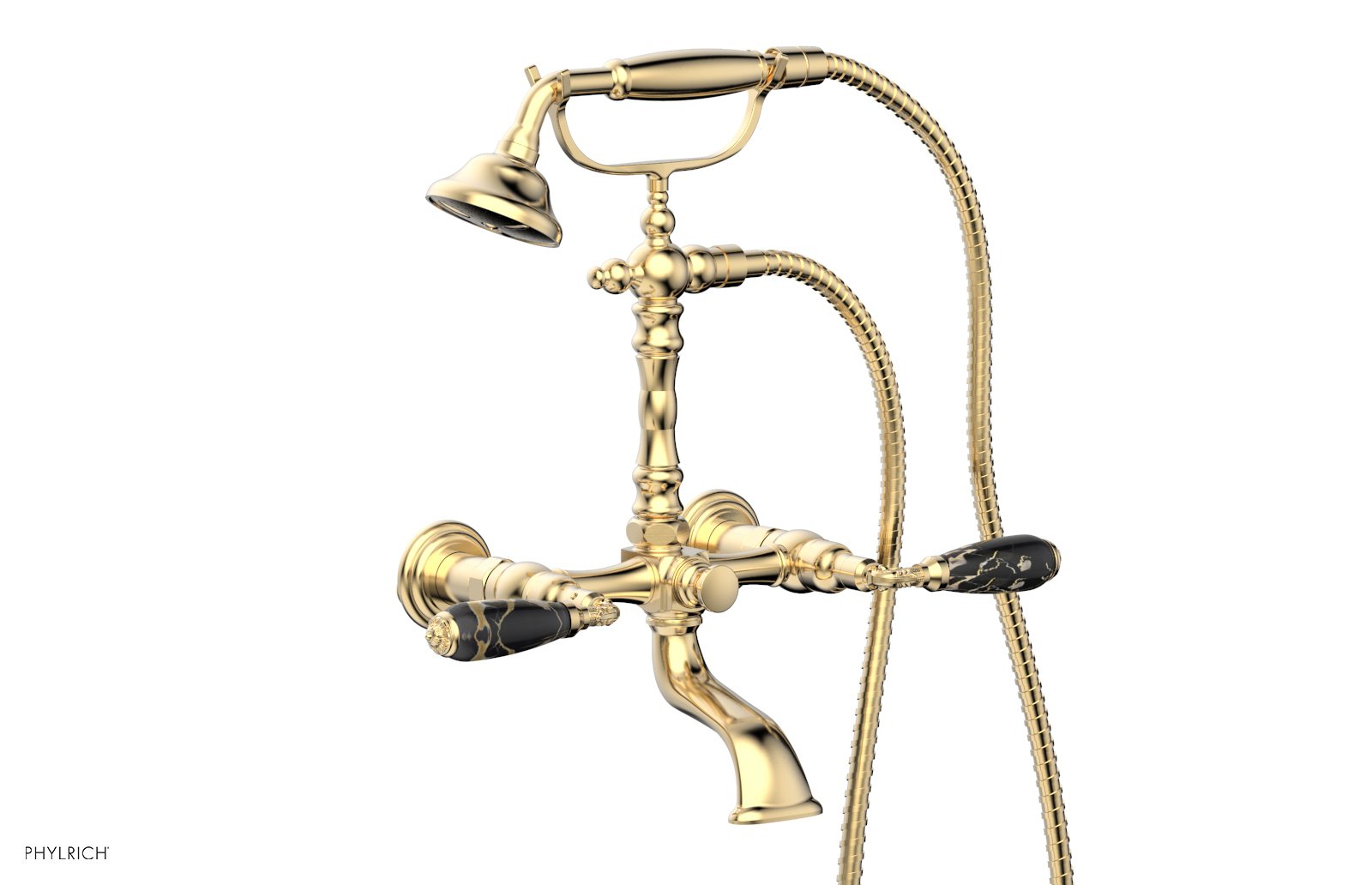 VALENCIA Exposed Tub & Hand Shower - Black Marble Lever Handle K2393-40