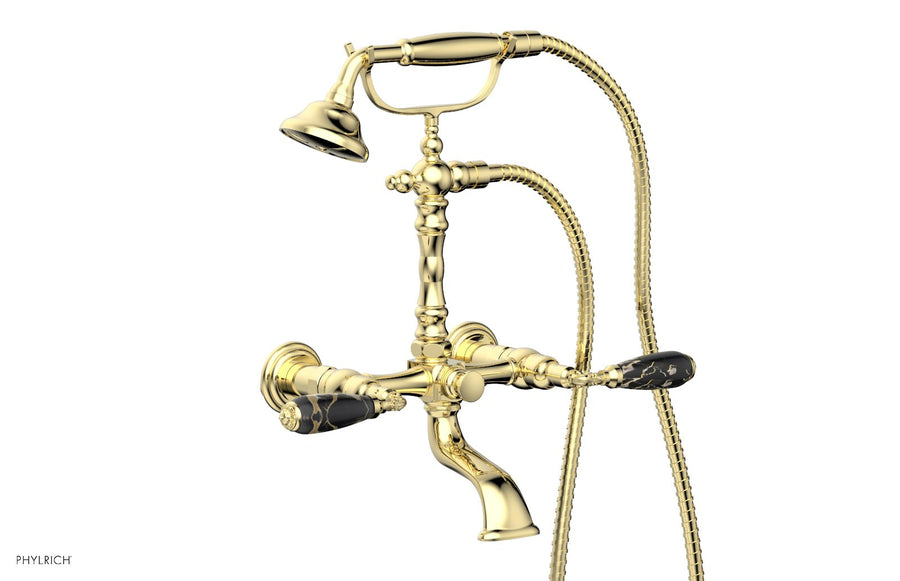 VALENCIA Exposed Tub & Hand Shower - Black Marble Lever Handle K2393-40