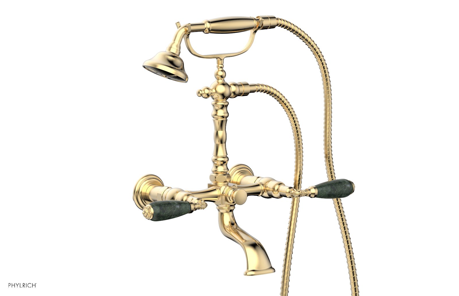 VALENCIA Exposed Tub & Hand Shower - Green Marble Lever Handle K2393-42