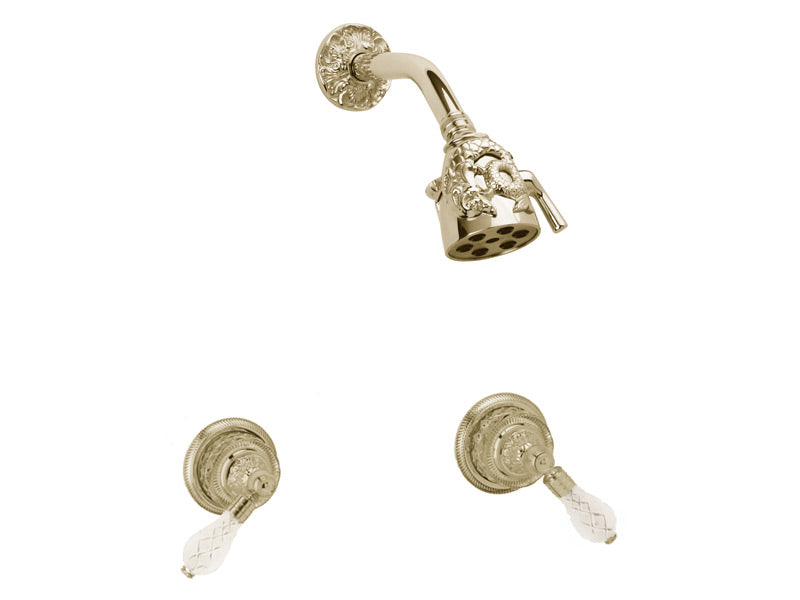 DOLPHIN Two Handle Shower Set Cut Crystal Lever Handles K3184