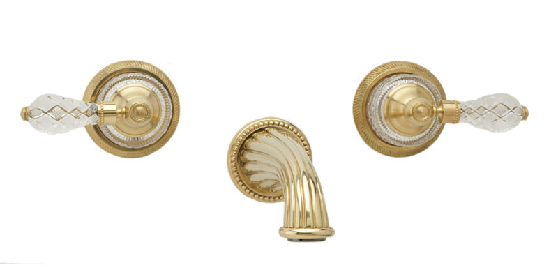 REGENT CUT CRYSTAL Wall Lavatory Set Cut Crystal Handles WL181